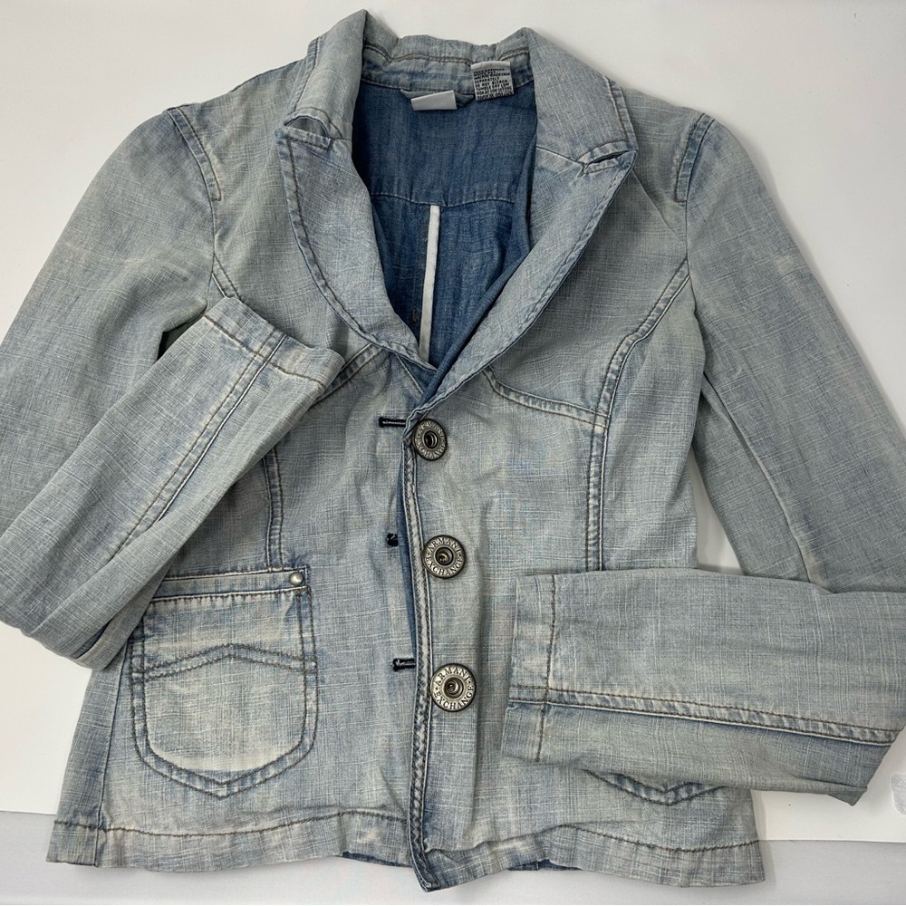 Vintage Y2K Armani Exchange Denim Jacket‎ fitted blazer XS - Picture 2 of 8
